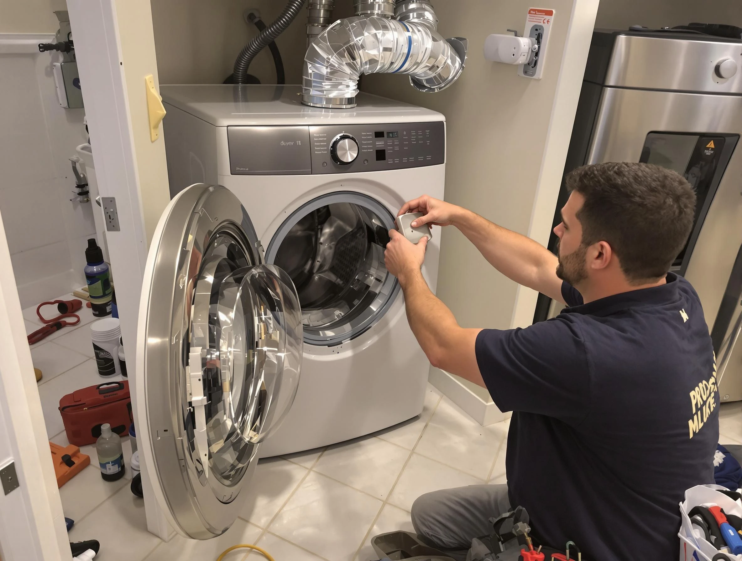 Homeacre-Lyndora Dryer Vent Cleaning technician performing precise dryer vent hose installation in Homeacre-Lyndora