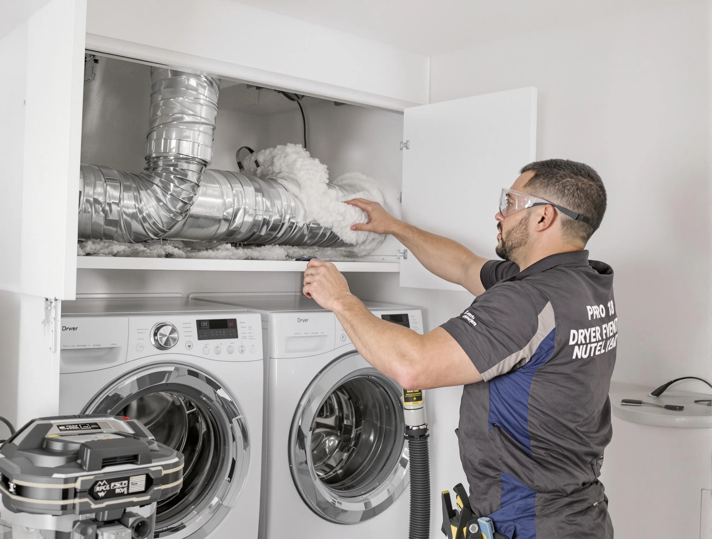 Homeacre-Lyndora Dryer Vent Cleaning certified technician performing specialized gas dryer vent cleaning in Homeacre-Lyndora