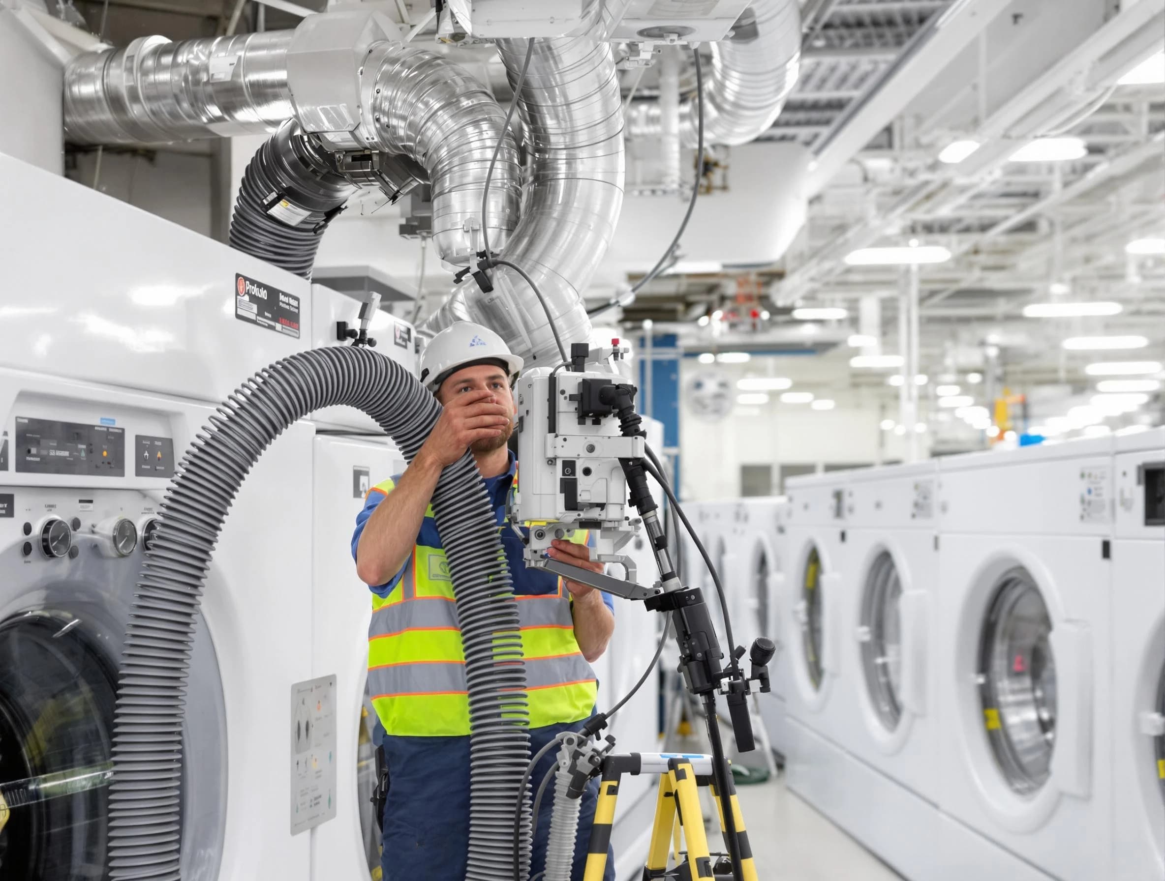 Homeacre-Lyndora Dryer Vent Cleaning team performing commercial-grade dryer vent cleaning at a business facility in Homeacre-Lyndora